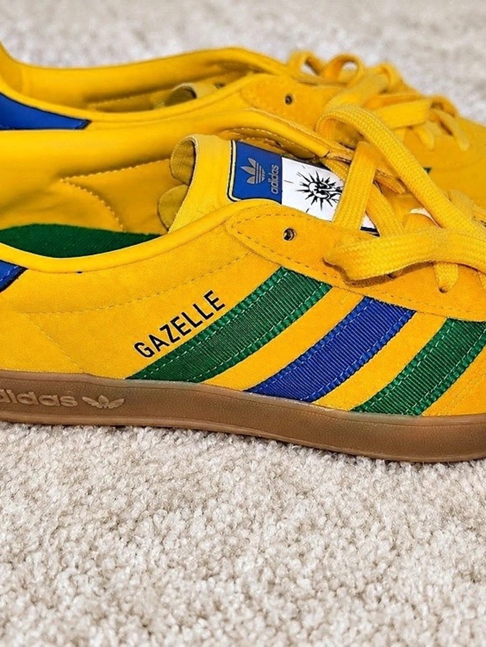 adidas Gazelle Indoor J Color Block Sneakers Yellow & Blue US 5 NWT